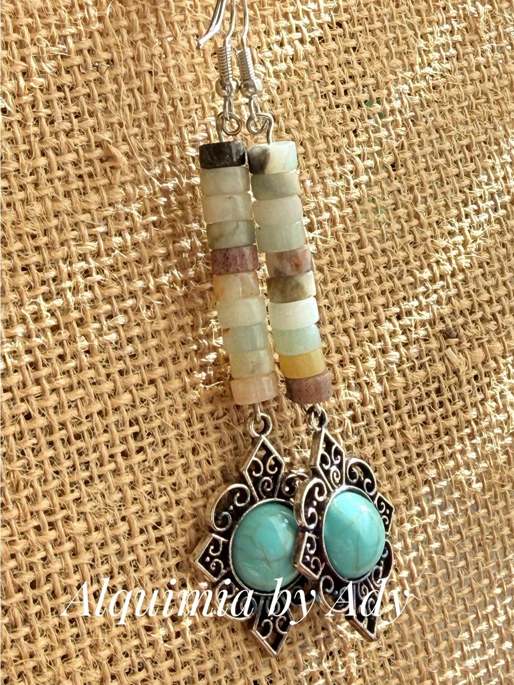 Turquoise and Multi-Bead amazonite XL Dangle Earrings